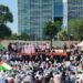 Massa gelar aksi Bela Palestina di depan Kedubes AS